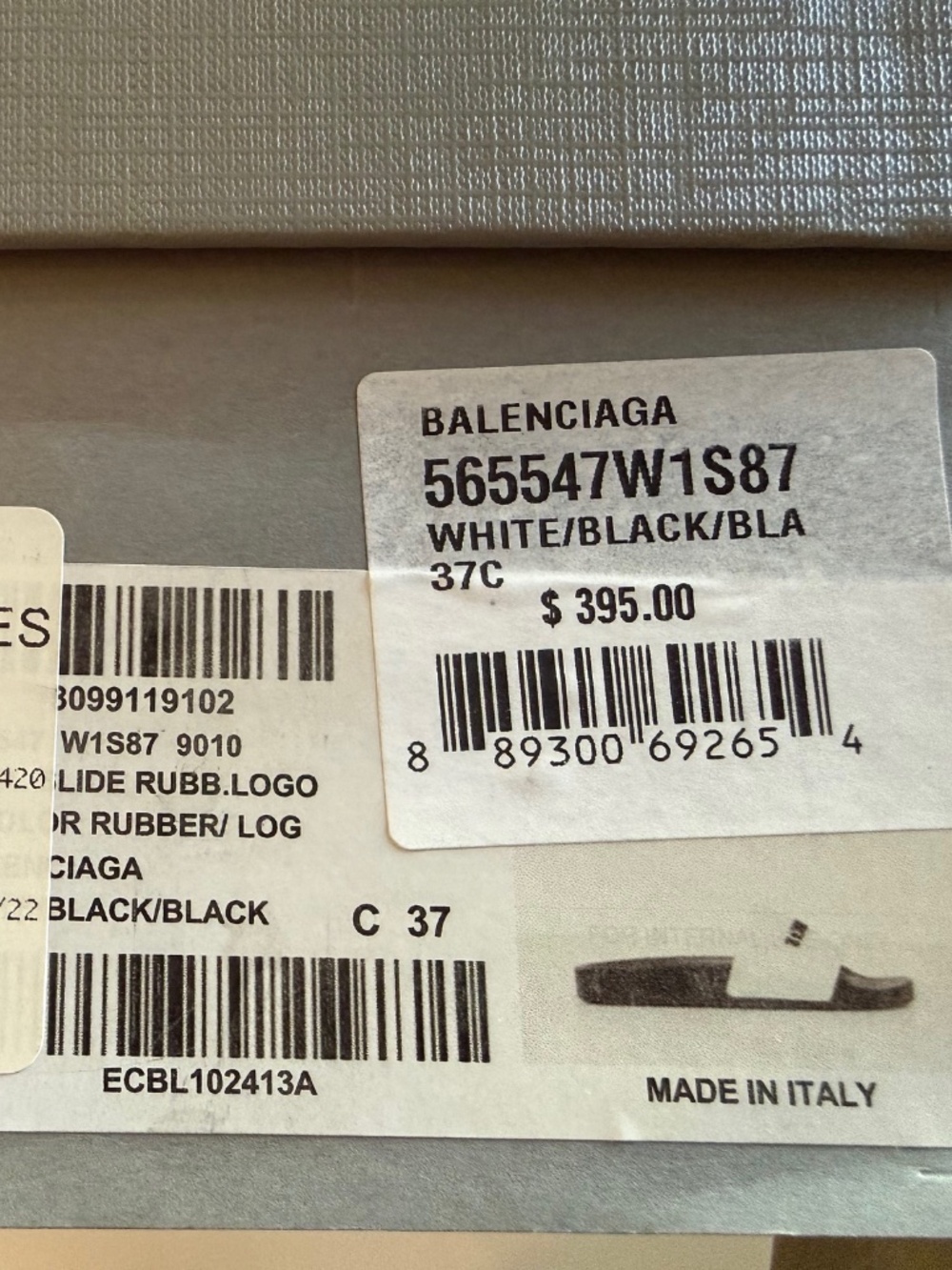 NWT Balenciaga Pool Slide Sandals - Black with White Logo Size 37 EU/7 US Women - Picture 5 of 6